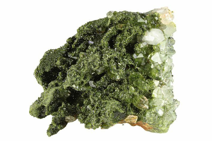 Sparkling Dark Green Epidote Crystals with Quartz - Turkey #301742